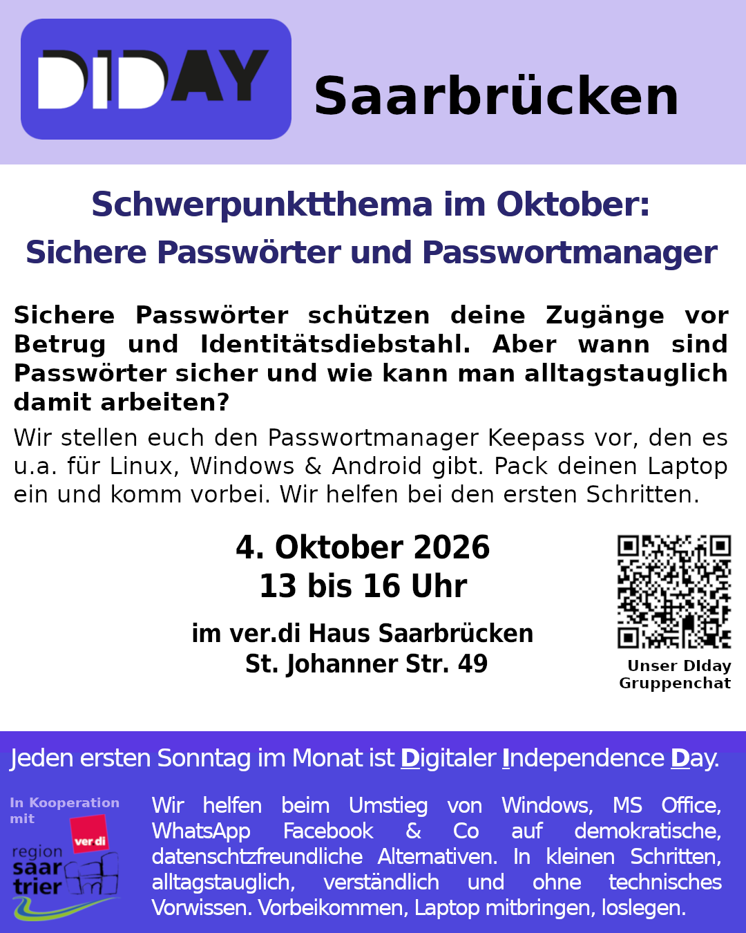 Veranstaltung 2026-10-04 Sicherheit Passwortmanager Plakat